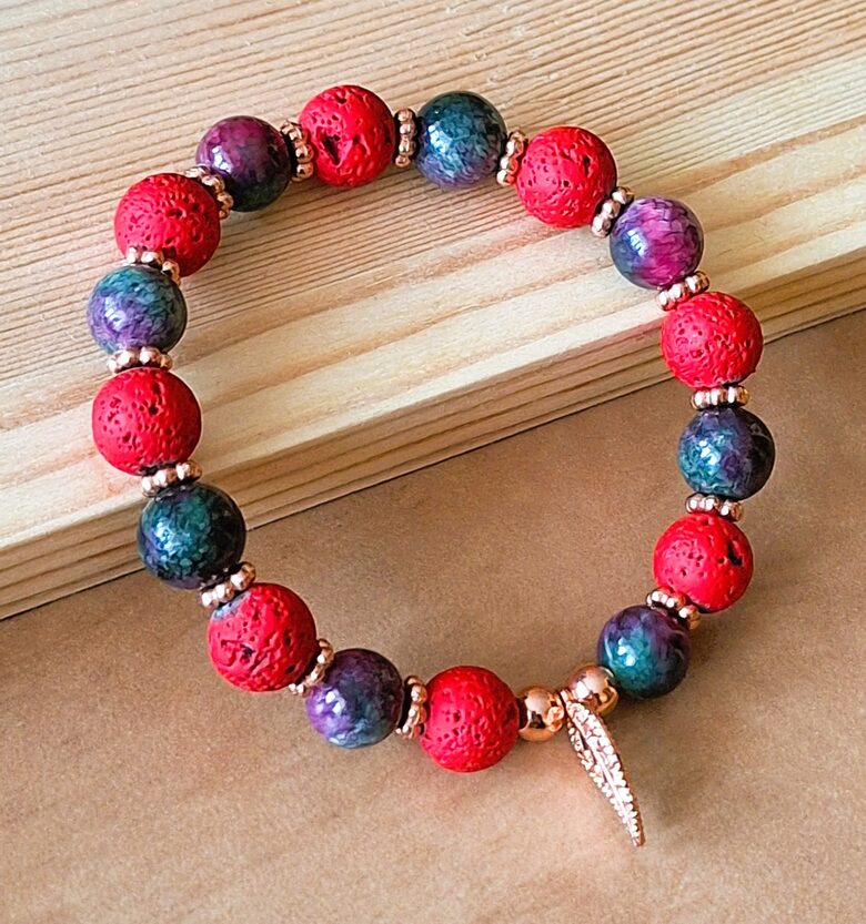 Lavas-Aniolīta rokassprādze ar lapu – 17cm – APR-08